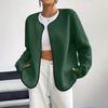 Women's Fashion Casual Plus Size Long Sleeve Solid Color Fleece Jacket