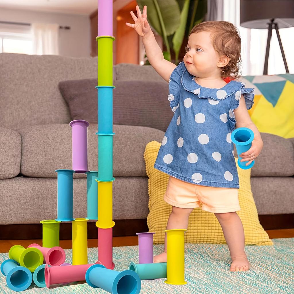 Multi-function Silicone Stacking Toys For Children, Baby Sensory Play Learning Puzzle Toys, Sensory Toys For Kids,