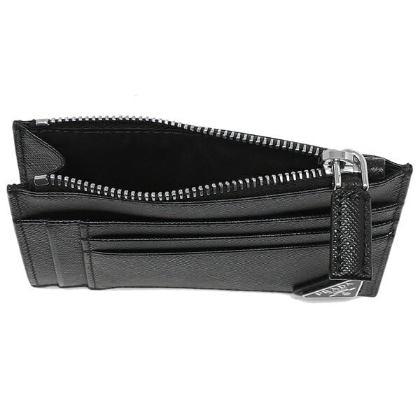 Geantă pentru carduri și monede cu logo triunghiular Saffiano, neagră, 2MC067 QHH F0002 [Prada] Bărbați [Articol]