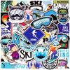 Winter Ski Sticker Pack 50 Pieces Colorful Ski Cartoon Stickers Ski Helmet Stickers for Flask, Water Bottle,vinyl Waterproof Graffiti Decals for Kids