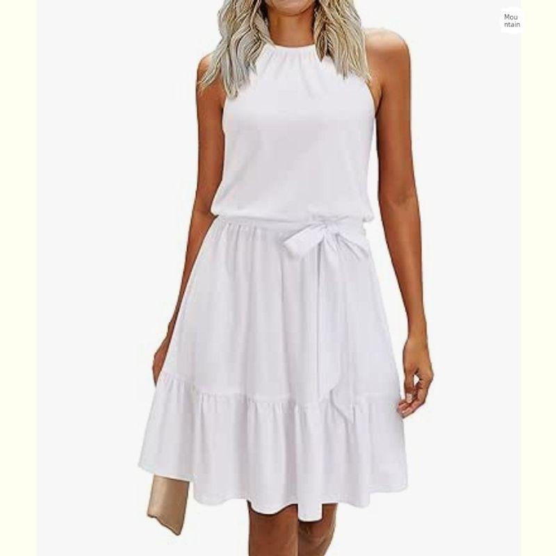 

Solid Color round Neck Sleeveless Dress Solid Color round Neck Sleeveless Dress Female White XXL