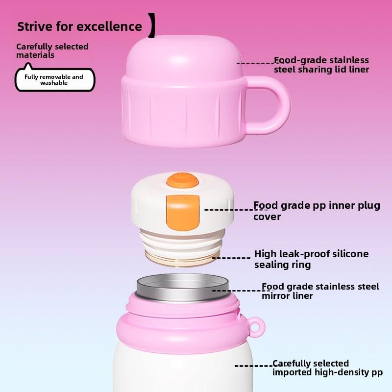 Portable Girls Insulated Cup With Straw And Handle For School And Outdoor Use