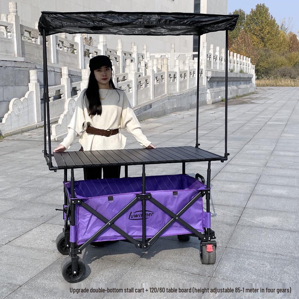 Adjustable Folding Carbon Steel Camping Table and Pushcart