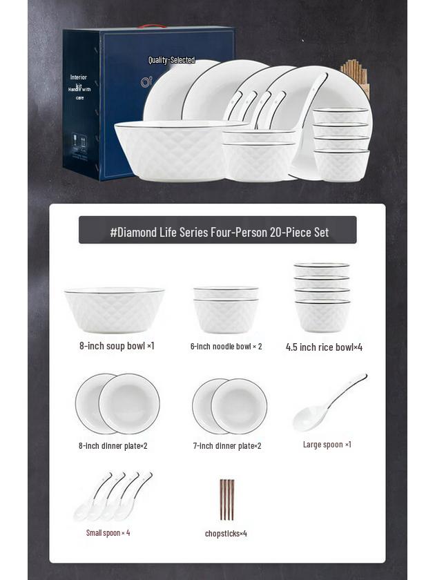 Kangmo Instagram Style Ceramic 20-Piece Dinnerware Set for 4