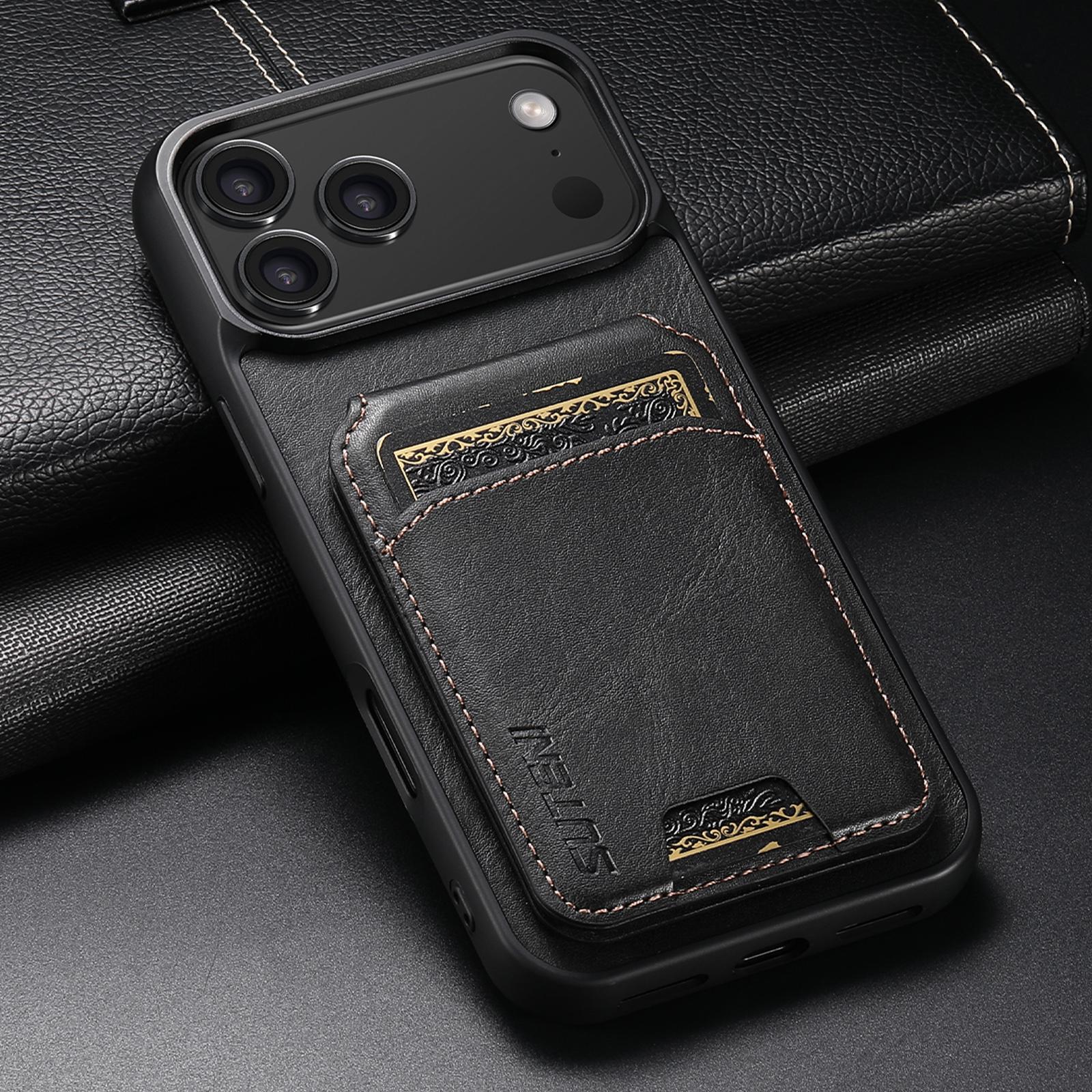 

Luxury Faux Leather Oil Wax Pattern Phone Case Card Holder Bag Stand for IPhone 17 Pro Max 16 Plus 15 14 13 12 iPhone17 чёрный