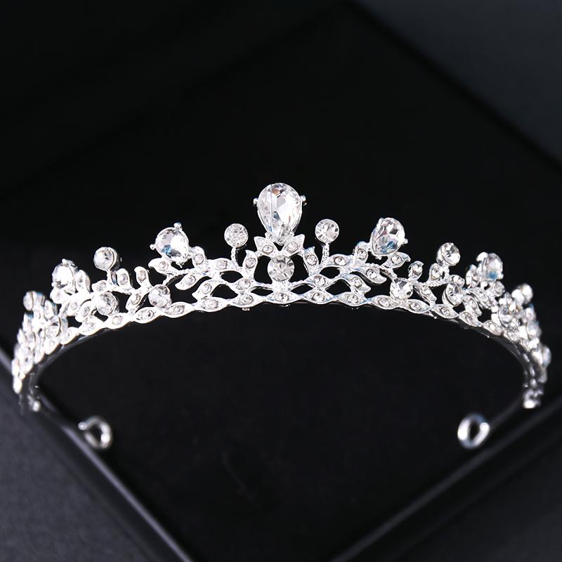 

Срібна Корона Нареченої Весільні Аксесуари для Волосся Головний Убір Тіара Корона Ювелірні Вироби Весільна Тіара для Волосся Кришталева Корона на День народження