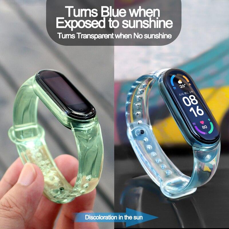 Strap for Xiaomi Mi Band 6 5 4 3 Light Change Bracelet for Mi Band5 TPU Anti-sweat Wristband for Miband Strap Replacement Watchbands 8 9 10 Bracelet