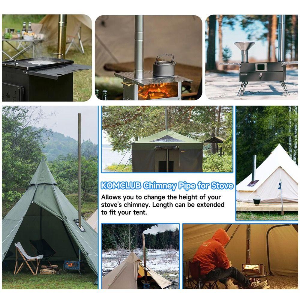 Diameter 6CM Chimney Pipes Stainless Steel Stove Pipes Flue Extension Tube  Tents