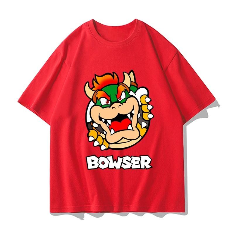 Super Mario Bowser T-shirt Men and Women Summer Cotton Y2K Clothing Fashion Breathable Anime Fans Short Sleeve Tops Streetwear