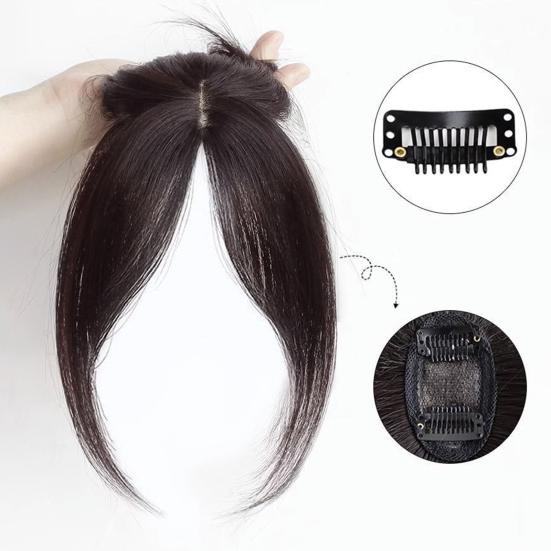 Women Clip-in Bangs Natural Wispy 3D French Bangs Forehead Hair Extensions Black Brown Side Bangs Fringe Wig Hairpieces