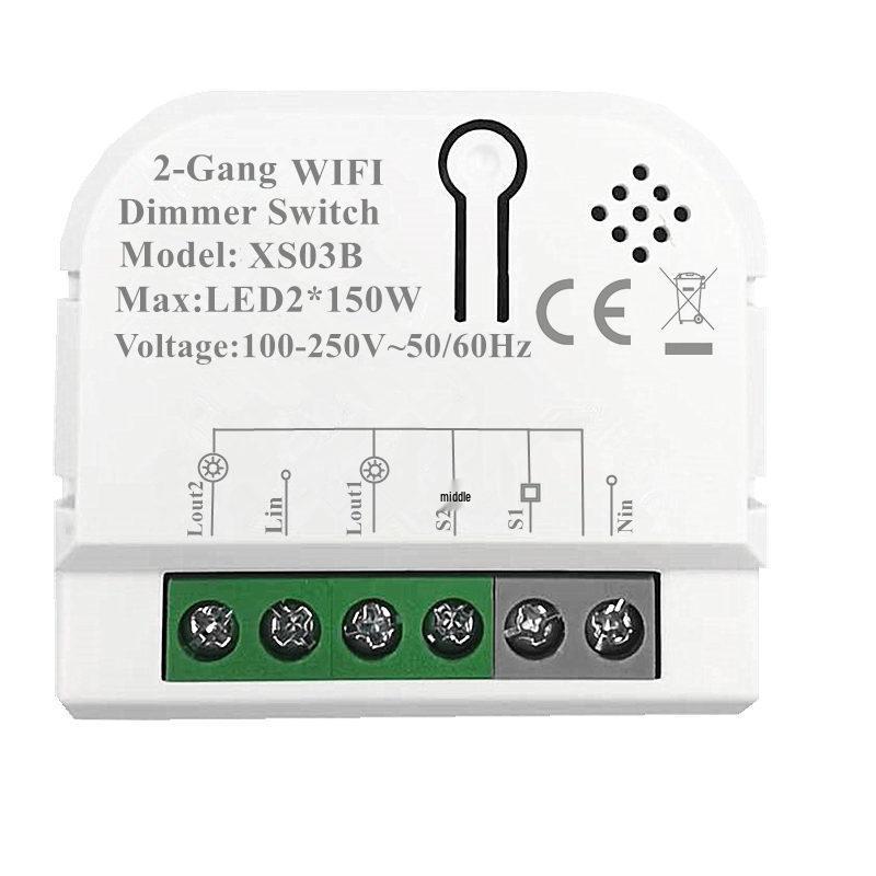 Tuya Smart WiFi Dimmer Switch with Voice Control and 2-Way Mini Dimming Module