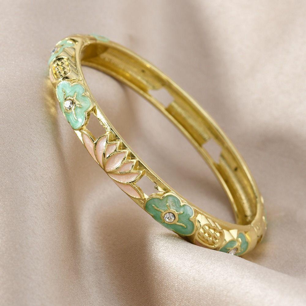 Pulseira Dupla Vintage Cloisonne Pulseira Bracelete de Mão Feminino Chinês Joias Presentes