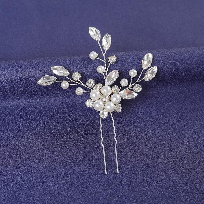 Silver Color Trendy Crystal Hair Pin For Women Party Pearl Hair Clip Pin Bridal Wedding Hair Accessories Jewelry Hairpin Gift