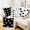 2D Flat Printing Black And White Heart Pattern Decorative Throw Pillows Polyester Pillowcase, Sofa Decorative Cushion Cov