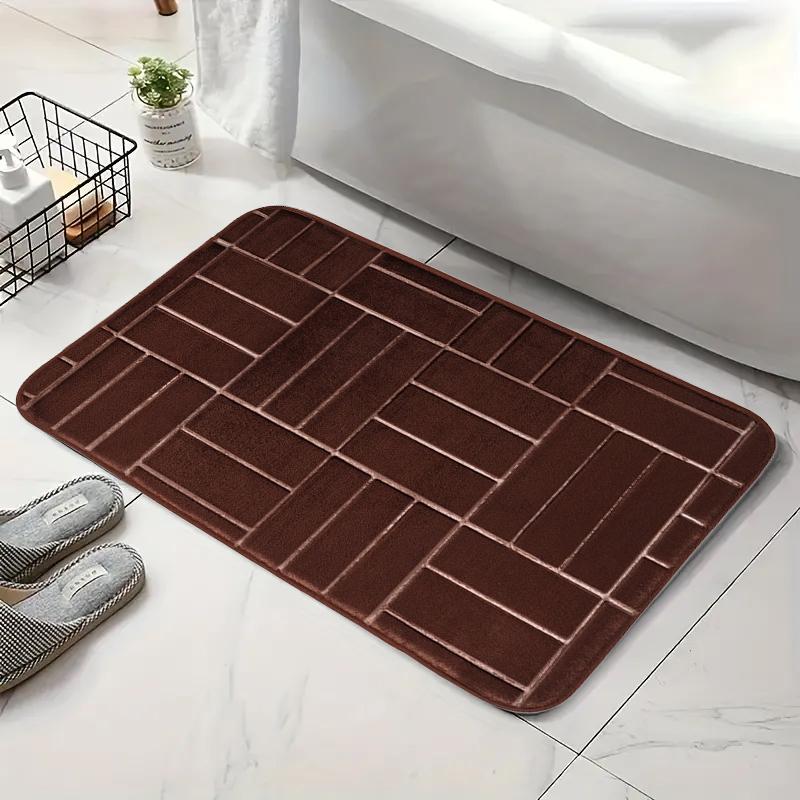 1PC Striped Memory Embossed Bathroom Mat Soft Comfortable Absorbent And Quick Drying Bathroom Mat Machine Washable Door Mat