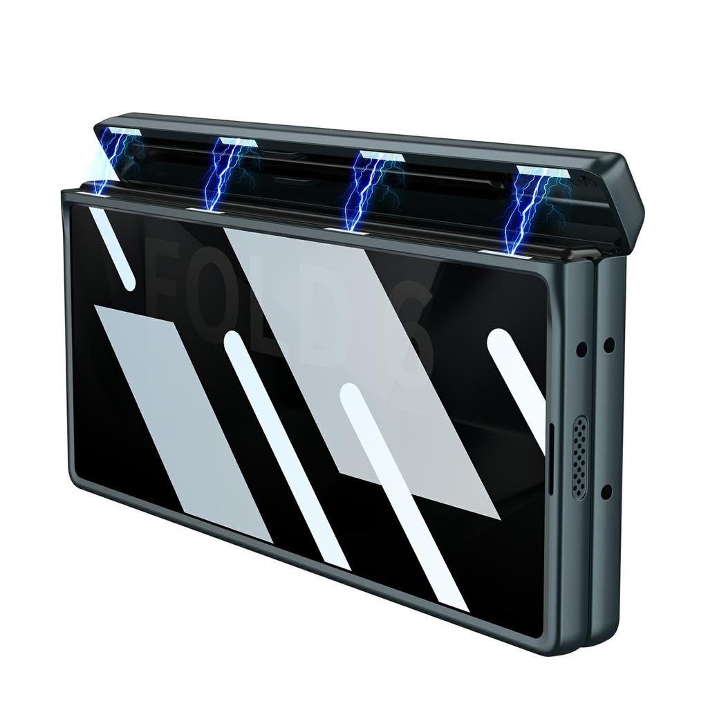 GKK For Samsung Galaxy Z Fold6 5G Case with Privacy Screen Film,Pencil Slot Magnetic Hinge Hard PC Phone Cover