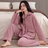 Couple pajamas winter warm coral fleece men's long-sleeved trousers high-end women's flannel loungewear set
