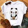 Funny Retro Casual Women's T-shirt Cute Women's Street Wear Panda Pattern Round Neck Short-sleeved Fashion Tea Print Aesthetic Clothing