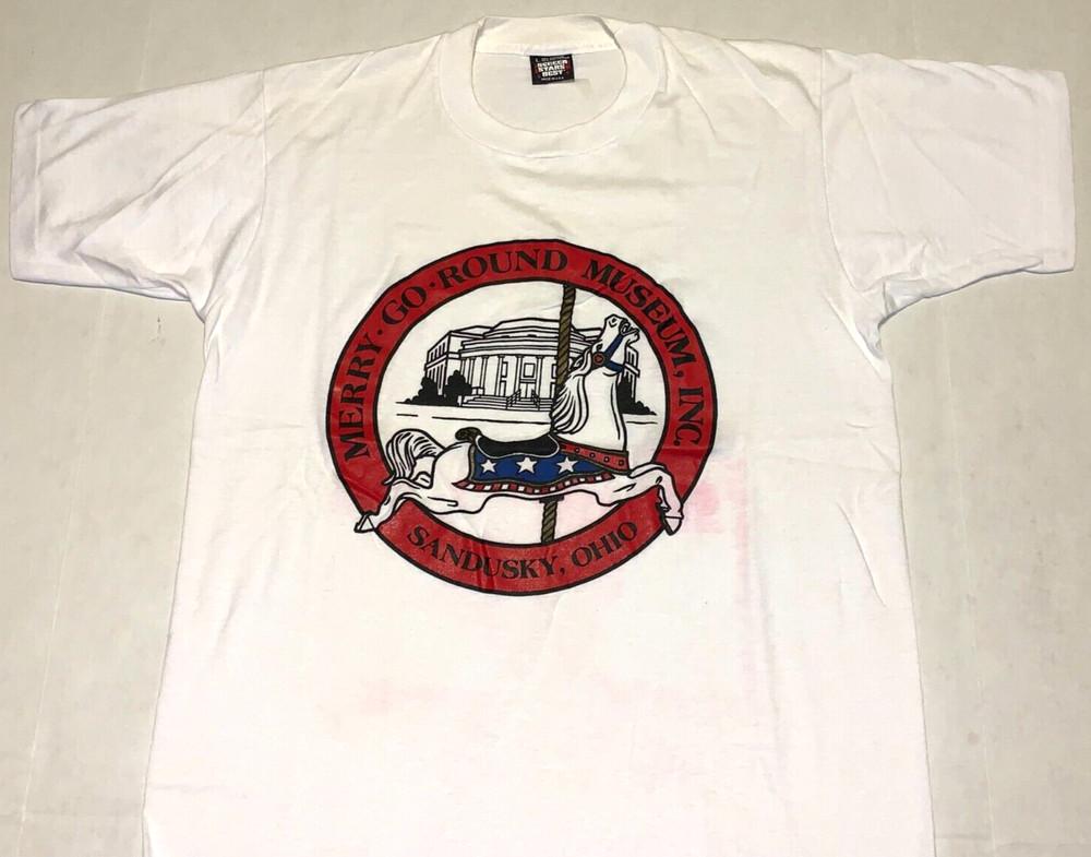 Rare! 1980s Merry Go Round Museum Sandusky Ohio T-Shirt New MEDIUM Single Stitch Unisex T-Shirt XXXXL