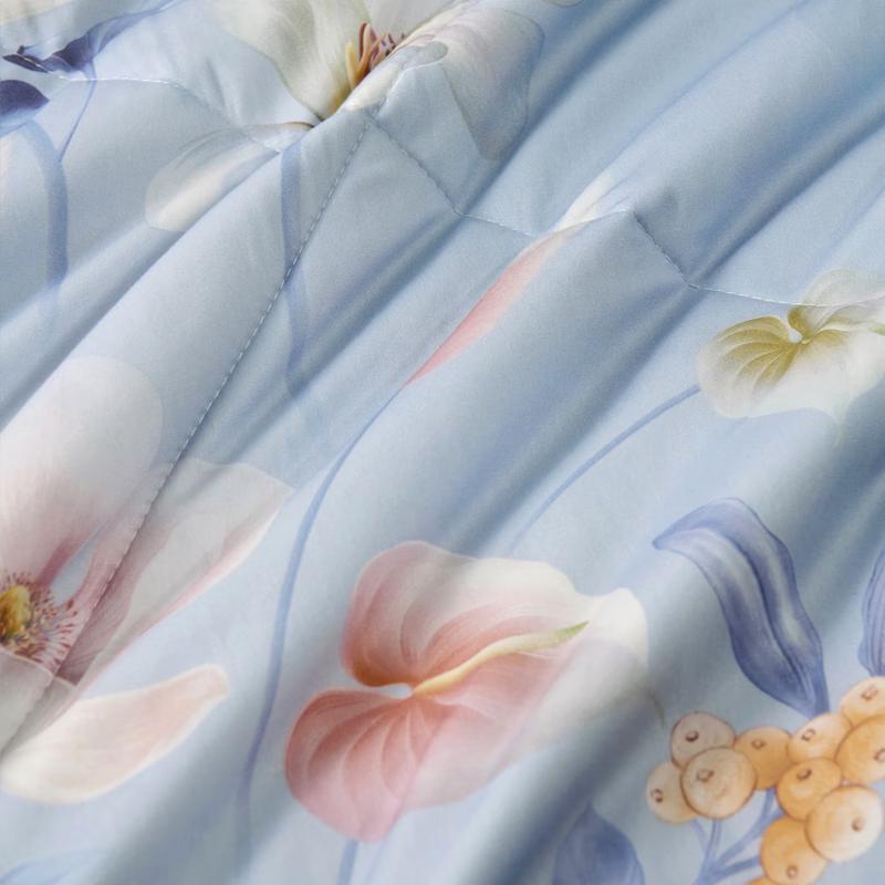 Mercure Home Textiles Soft Blue Iris Theanine Cotton Summer Quilt