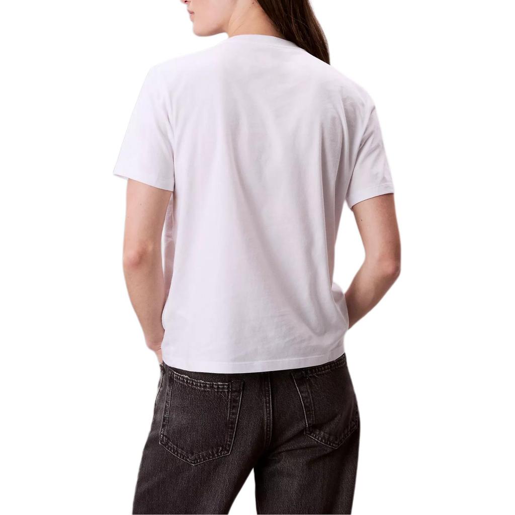 Calvin Klein Letter Floral Soft Breathable Slim Fit Short Sleeve T-Shirt Women T-Shirts Bright-White 478000S-110