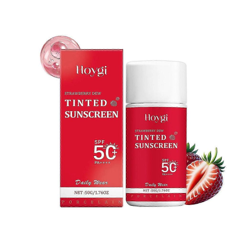 Strawberry Dew Tinted Sunscreen SPF 50+ PA+++ - All Skin Types Daily UV Protection with Moisturizing Formula, Natural Coverage & Lightweight Texture