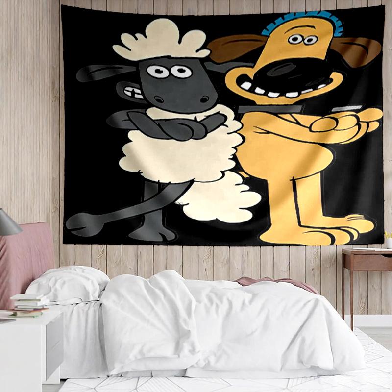 Shaun the Sheep Print Tapestry, Backdrop, Easy Setup, Ideal for Bedroom, Office & Living Room, with Aesthetic Wall Hanging Decor.