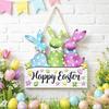 Colorful Wooden Sign Plaque Reusable Easter Welcome Sign Creative Sign Plaque Ornament  Photo Props