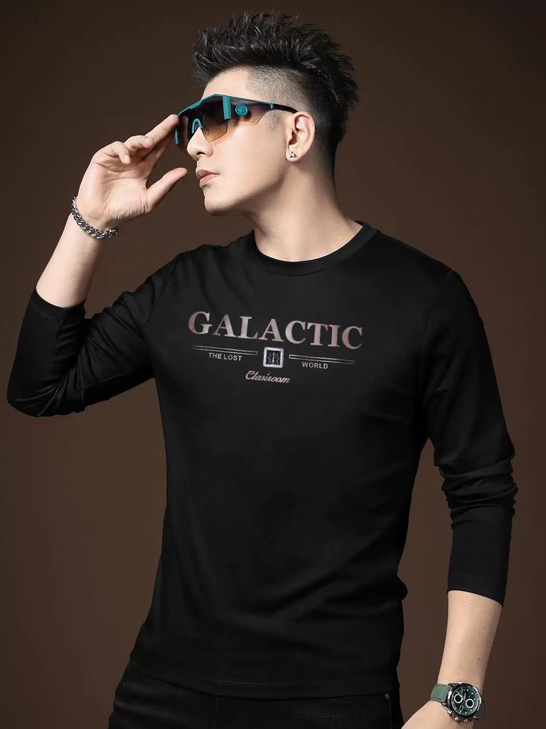 European Trendy Brand Long-Sleeve T-Shirt for Men 2025 New Autumn Round Neck Base Shirt Men's Letter Print Autumn Top