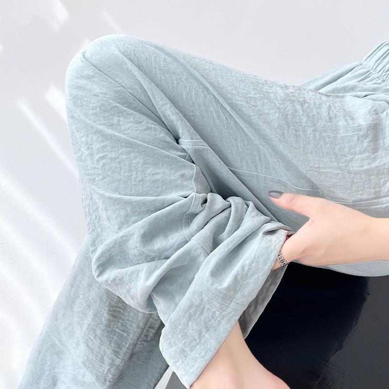 Chinese White Yamamoto Pants for Women In Summer Thin Casual High Waisted Sagging Texture Lazy Straight Leg Pants