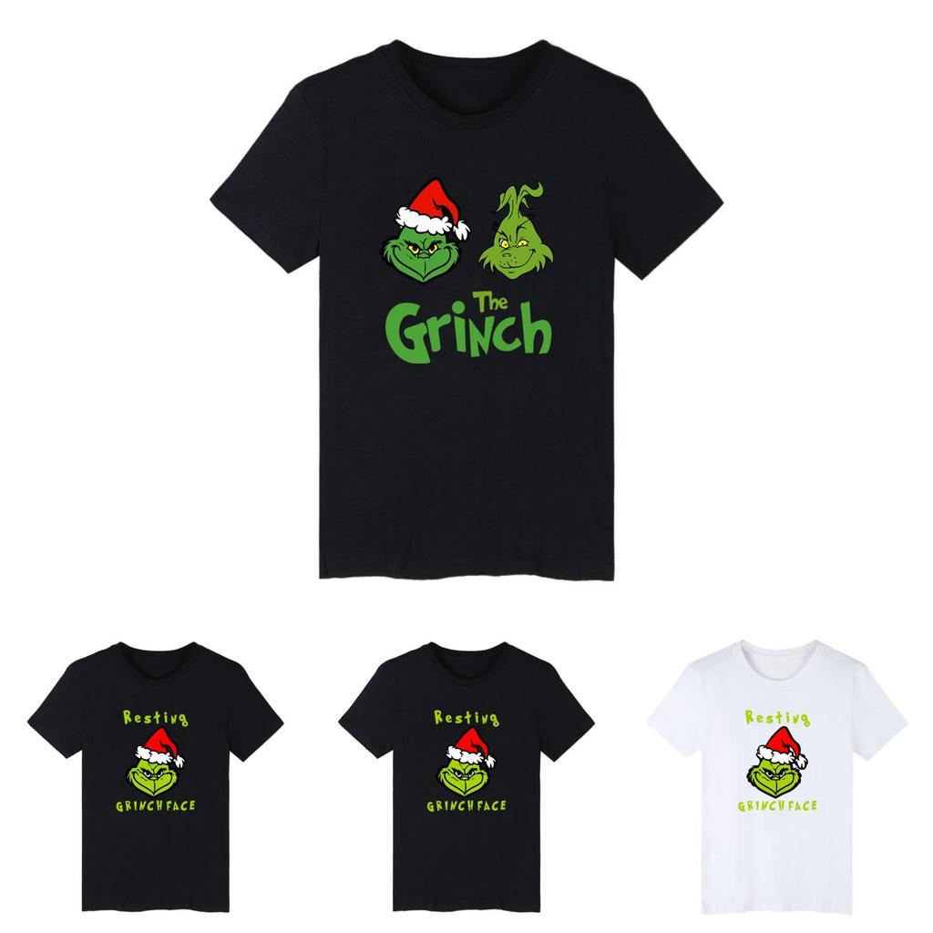 Festive Christmas The Grinch Short Sleeve T-shirt With Resting Grinch Face Design