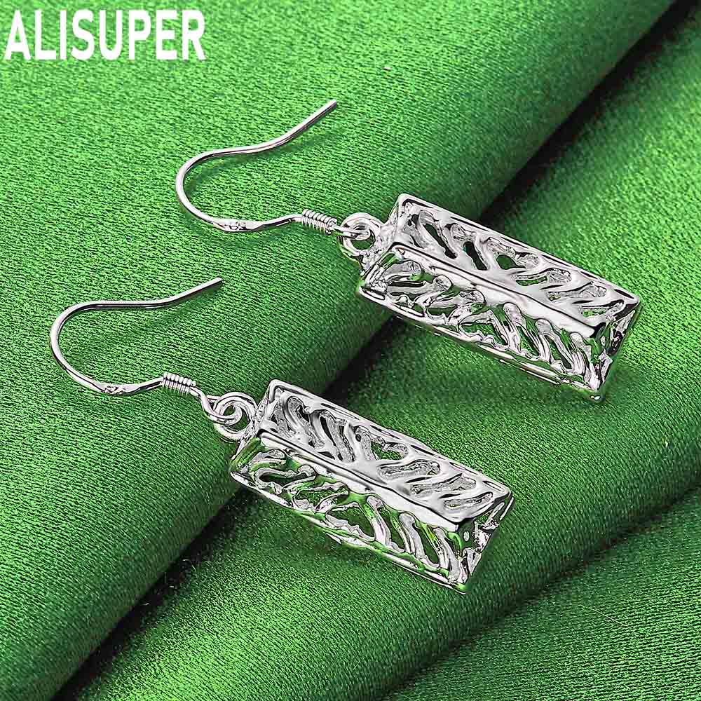 925 Sterling Silver Vintage Embossed Scroll Pattern Earrings - Fashionable Banquet Jewelry