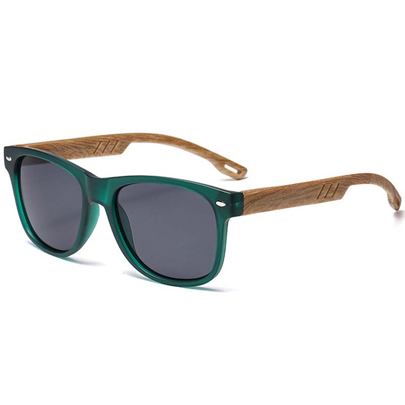 Retro Wood Grain Spring Leg Sunglasses for Men Square Mirror Lens UV Protctive Sun Glasses Outdoor Driving Goggle Shades Eyewear