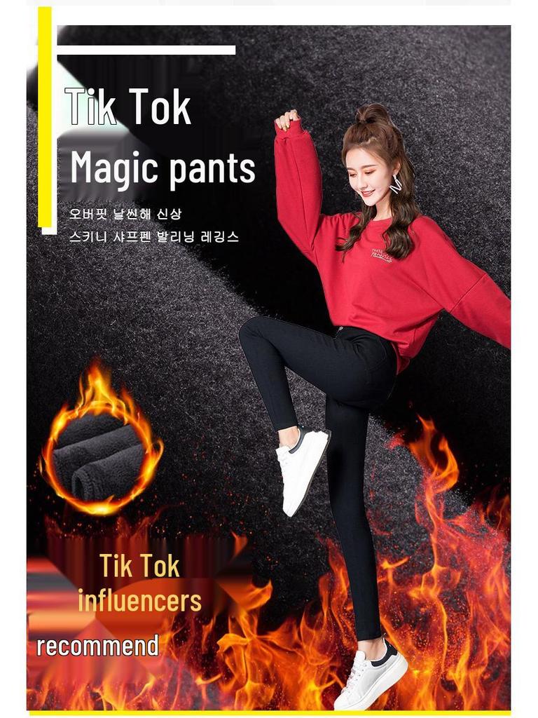 Hohe Taillen Dicke Schwarze Plus Size Leggings für Damen - Schlankmachende Skinny Hosen für Herbst/Winter