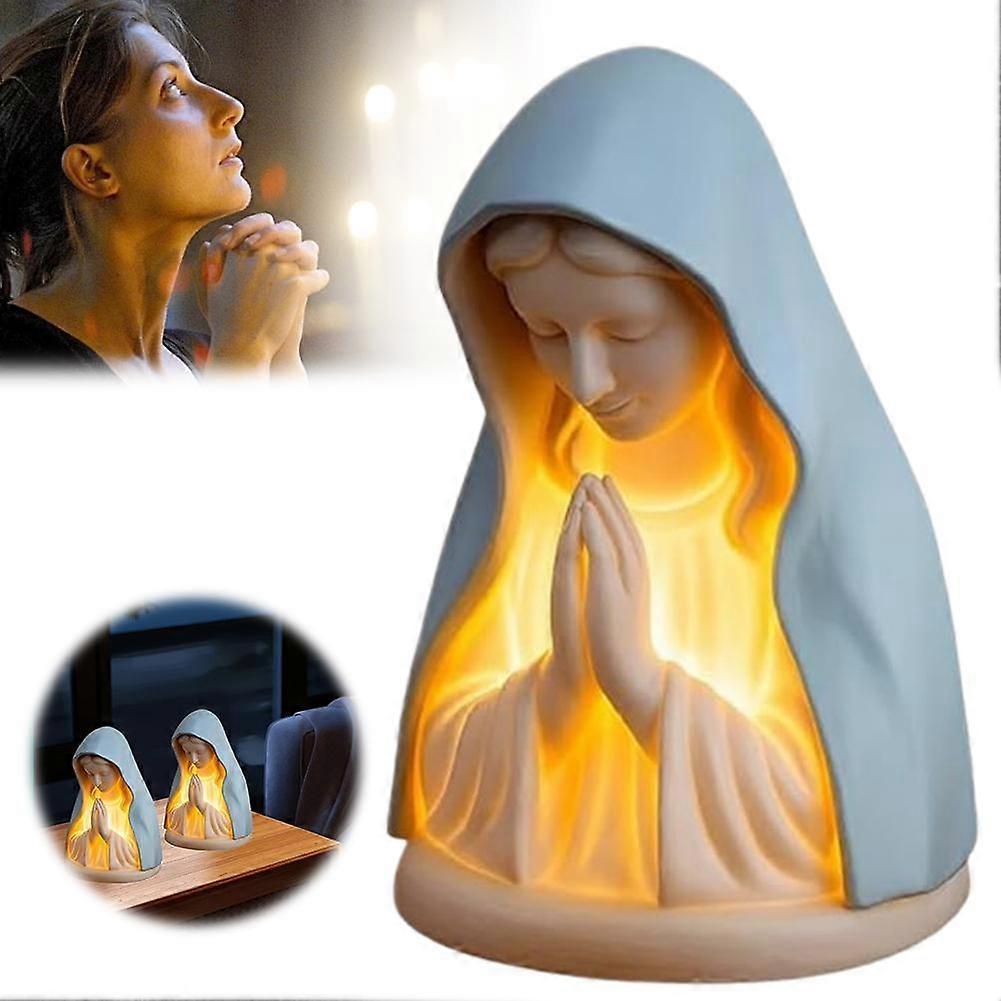 Beleuchtete Marienstatue im Gebet – Christliche religiöse Heimdekoration
