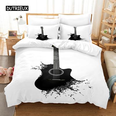 Musik Schwarz Weiß Bettbezug Sets Bettdecke Bett Queen King Größe Musikinstrument Klavier Bettwäsche Set Teenager Erwachsene Schlafzimmer Deko