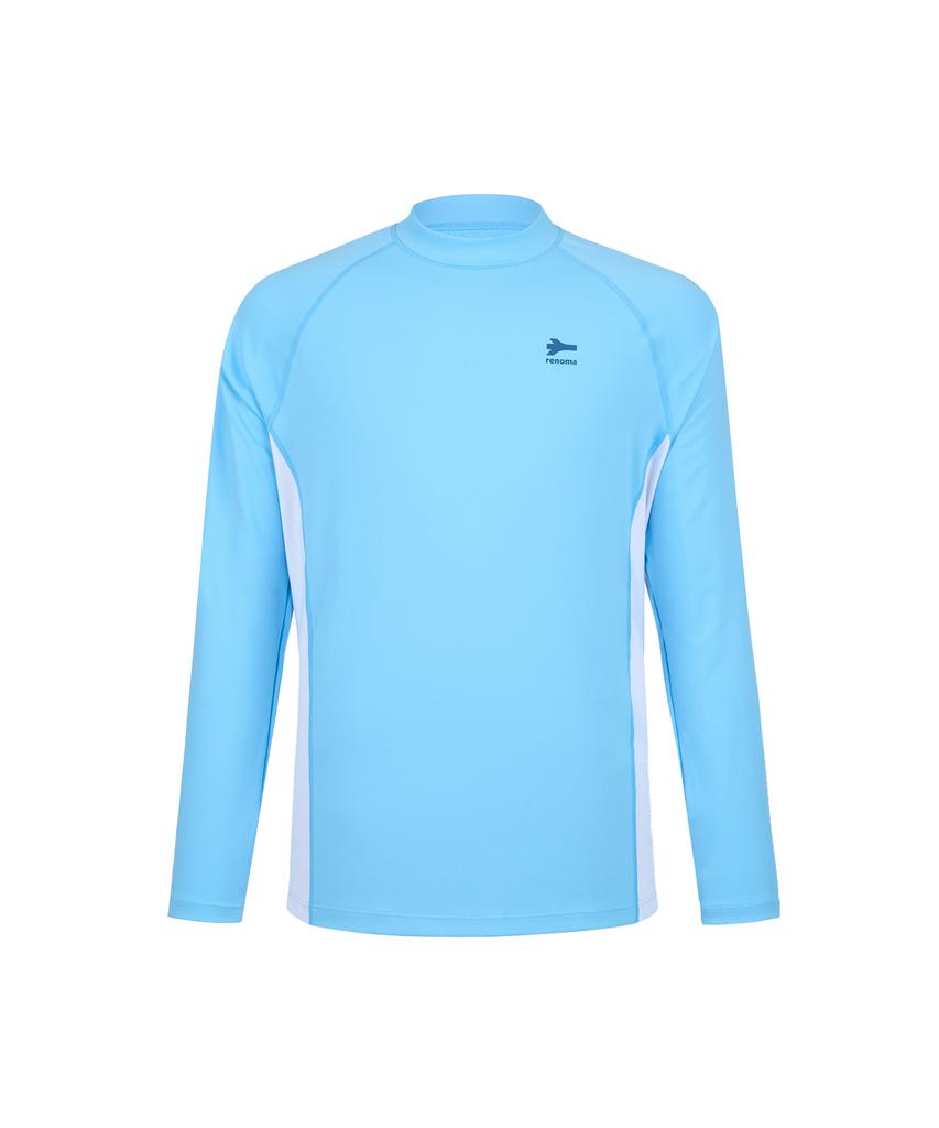 Lenomasuyeongbog Men'S Simple Color Block Relaxed Fit Rash Guard Blue Rn-Ts2G901-Bu