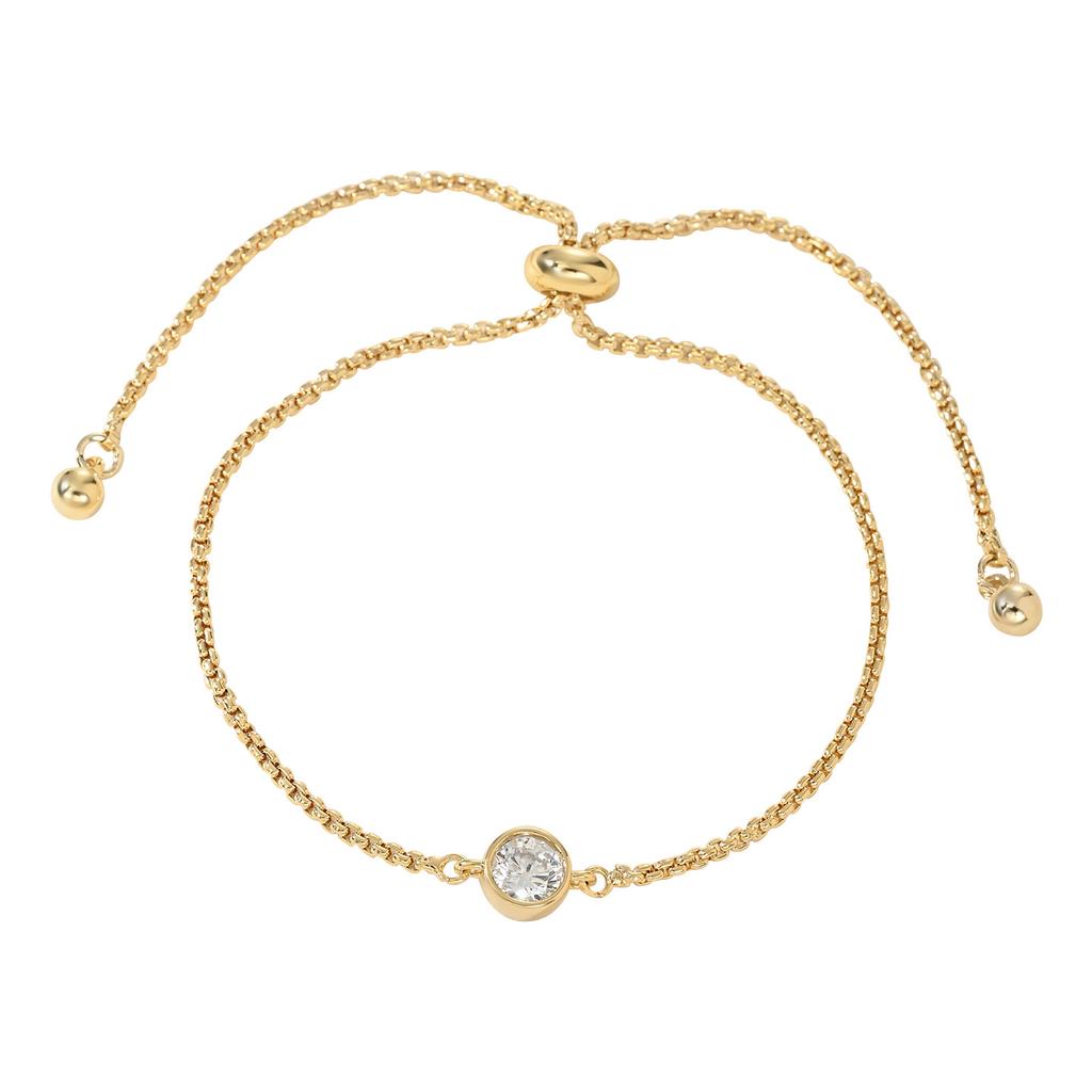 2025 Niche Design Crystal Bracelets for Women, Adjustable CZ Zirconia Tennis Bracelet with Circle Charm, Sliding Chain