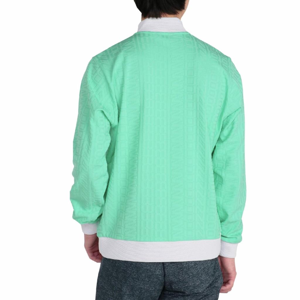 Mizuno Men's Golf Wear, Logo Jacquard, Long Sleeve, Full Zip-Up Blouson Jacket, UV Protection, Easy To Move In, Mint Green (E2MCC001)