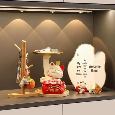 Glückskatze Schlüsselorganizer Ornament für Eingangsbereich, Wohnzimmer oder Schuhschrank - Perfekte Heimdekoration und Einzugsgeschenk.
