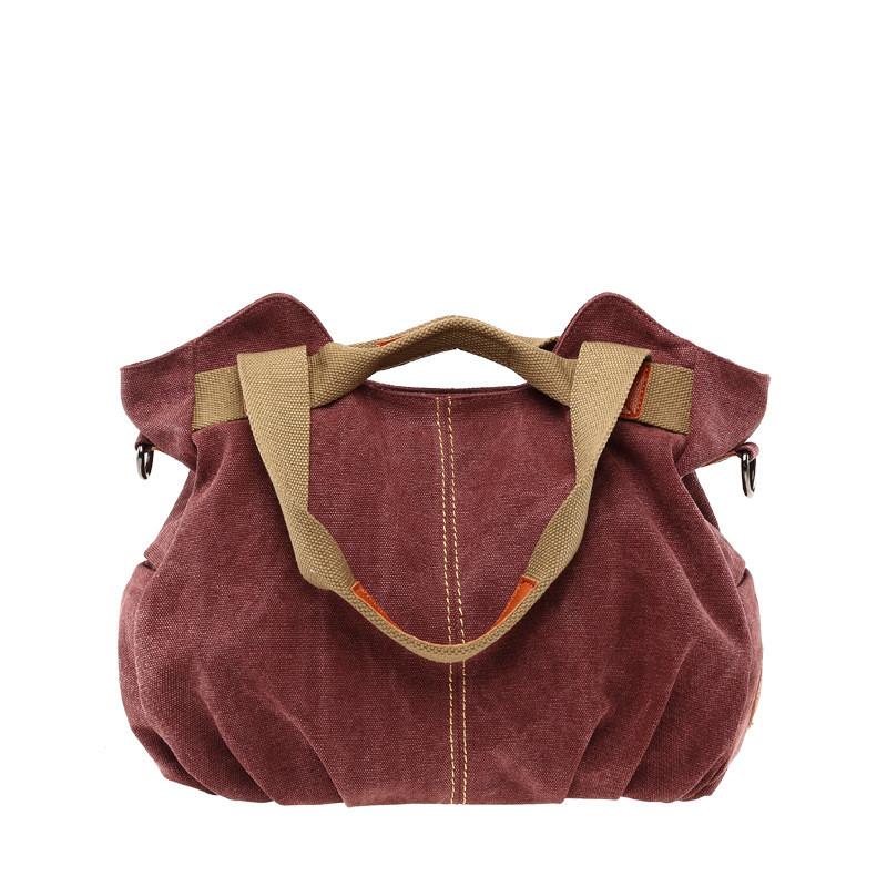 Borsa a tracolla in tela a forma di conchiglia con tasche con cerniera per donne casual