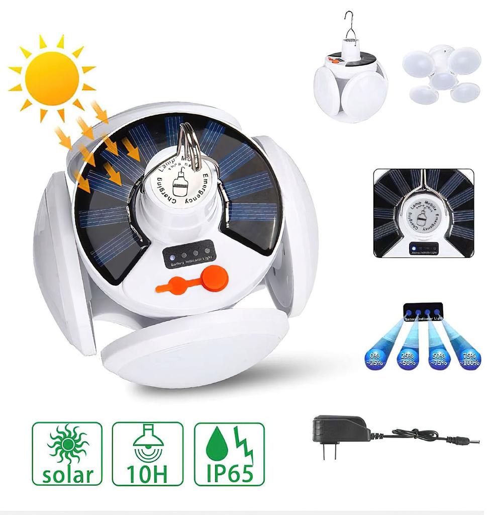 Solar Foldable Football Light Super Bright Power Outage Emergency Home Charging Light Bulb Stall Floor Lighting