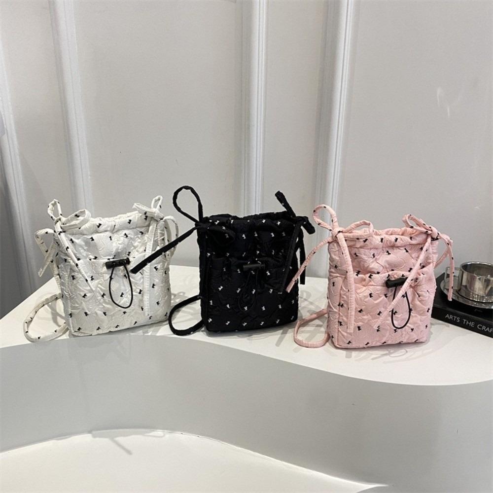 Versatile Women Crossbody Bag Solid Color Mobile Phone Pack Portable Bow Shoulder Bag  Outdoor