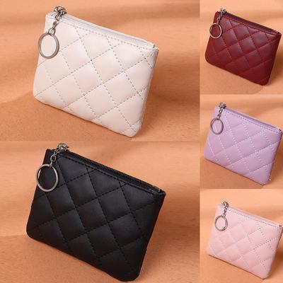 Women PU Leather Zip Coin Wallet Key Chain Fashion Small Purse Money Designer Short Change Pouch Mini Handbags