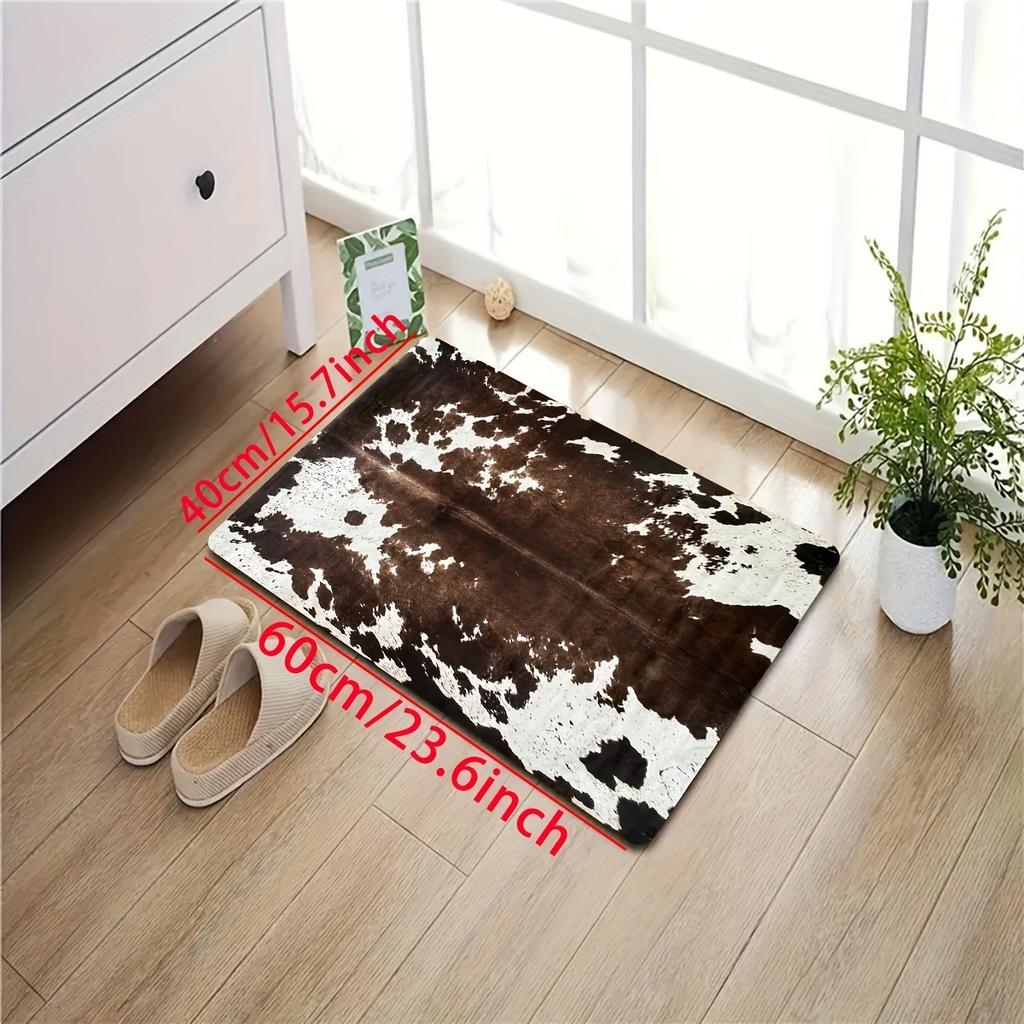 1PC Cowhide Pattern Kitchen Rug Non-Slip Door Mats Pop design Bathroom Rug Bath Mat Carpet for Home Sink Laundry Decor