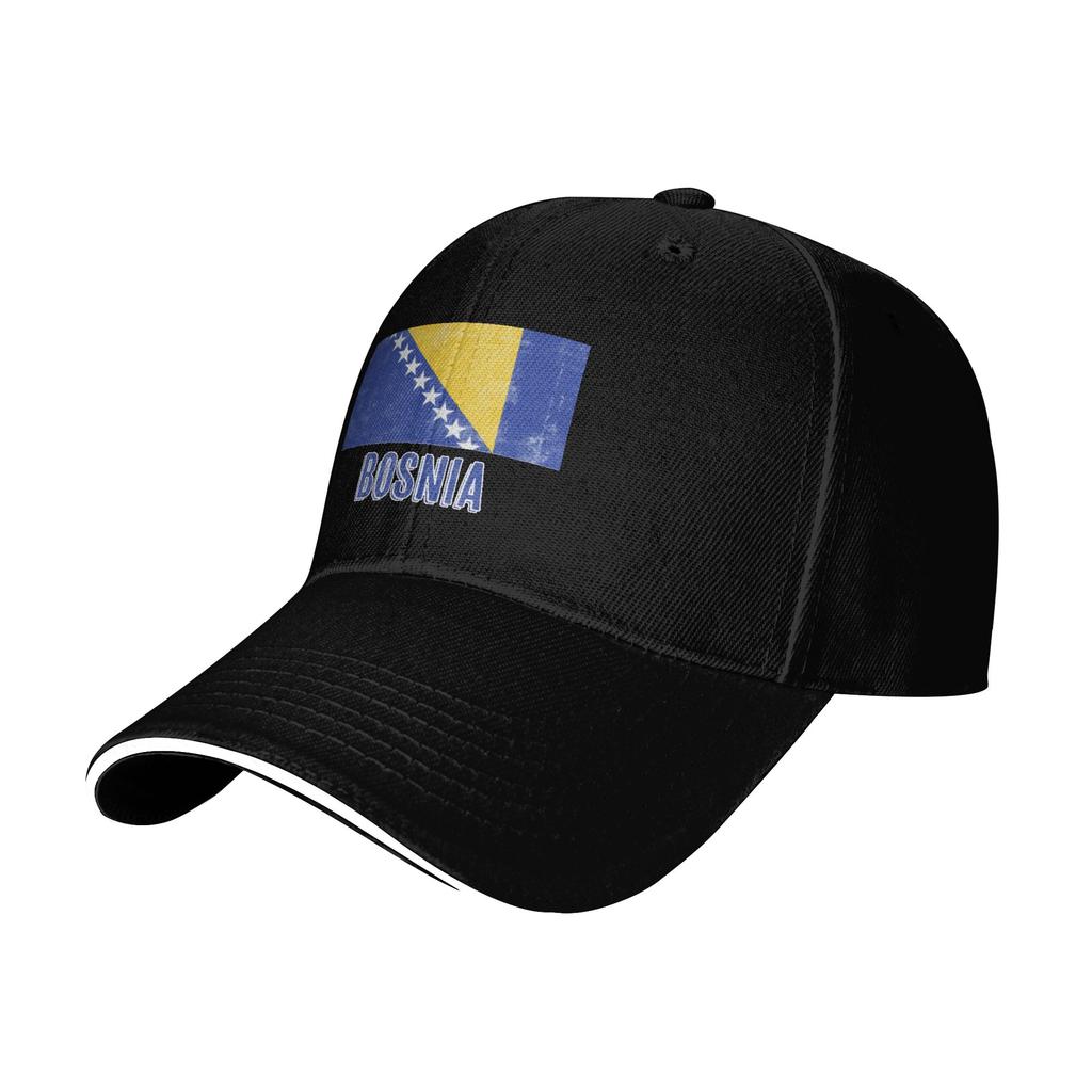 Vintage Retro Flag of Bosnia Herzegovina Grunge look Pool Party Baseball Caps Men Adult Female Beach Sun Hat Hip Hop Trucker Cap