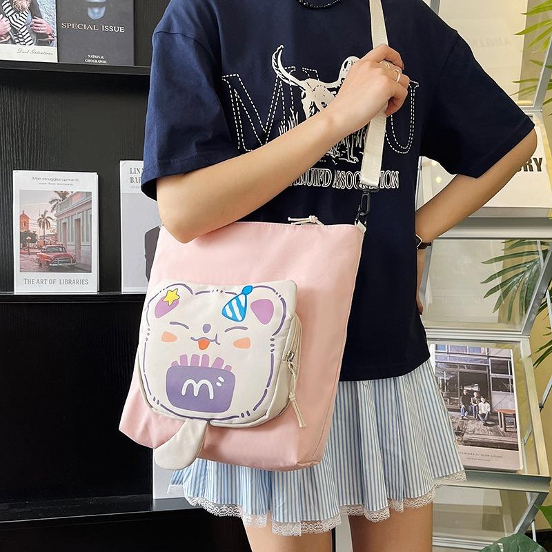 Large capacity women's bag tote bag new shoulder bag cartoon sweet messenger bag tutoring bag