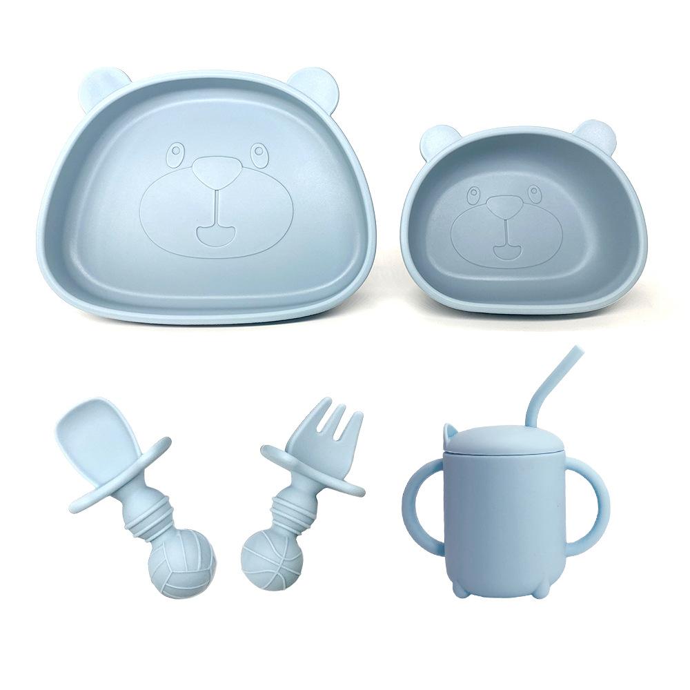 

Оптовая продажа силиконовых столовых приборов, набор из 5 предметов Treasure, силиконовая миска, ложка S айсберг