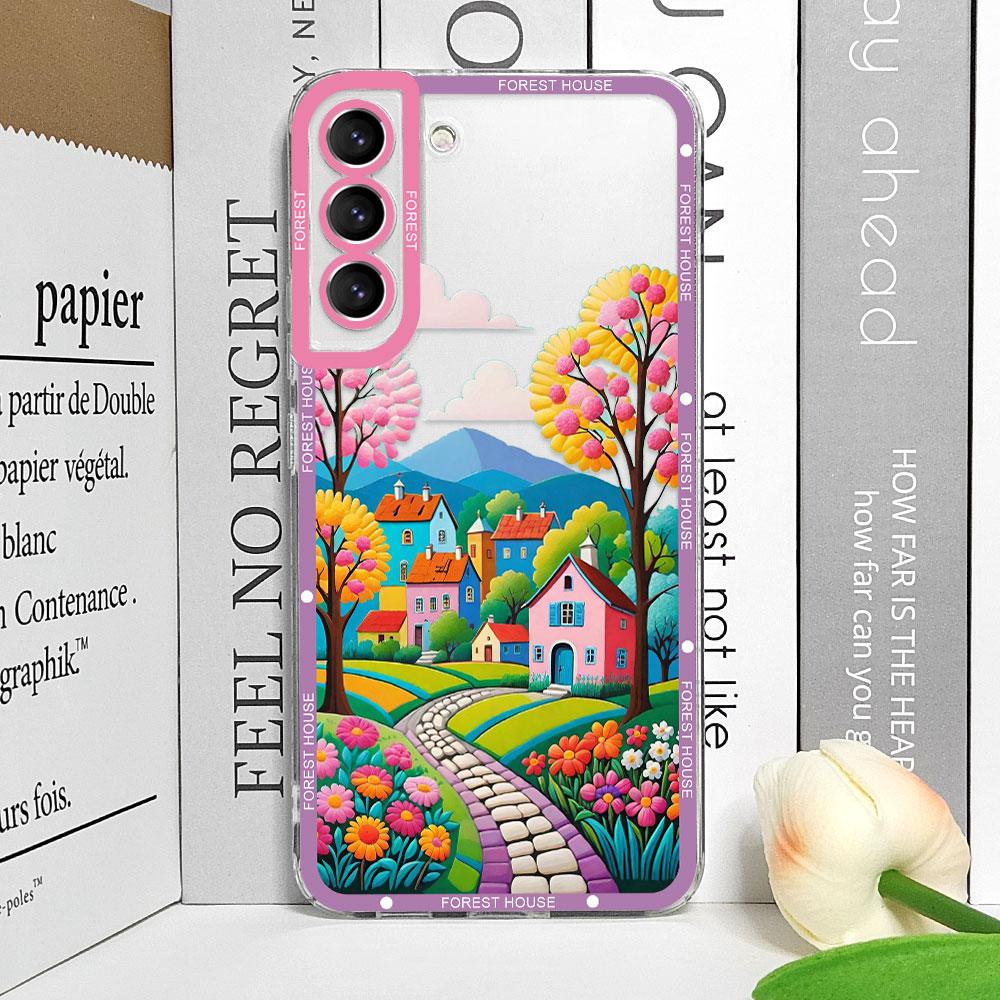 

Hand Painted Forest House Phone Case for Samsung Galaxy S24 S20 S21 FE S22 Plus S23 S25 Ultra 5G Soft Clear TPU Cover Aesthetic Samsung S23 FE