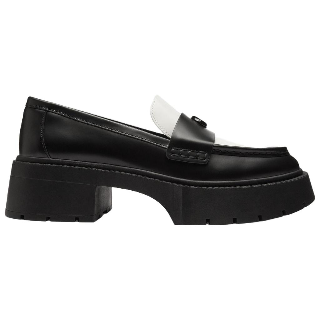 COACH Leah Cow Leather Loafers 5.5cm Women's Black CZ382-QRS